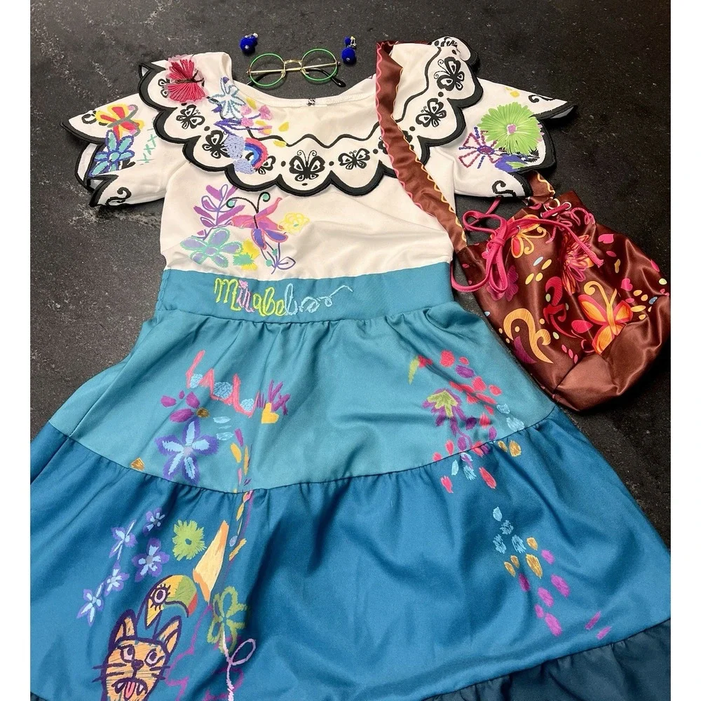 Disney Store Encanto Mirabel Deluxe Costume‎ Dress Girls Size 9/10 & Accessories
